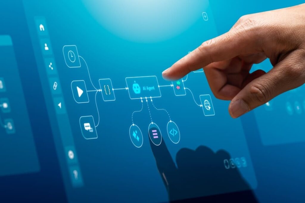 AI integration interface showing automated workflows and digital business processes for Ajman Chamber initiatives.