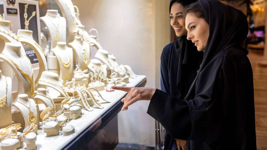 ladies doing Gold jewellery shopping