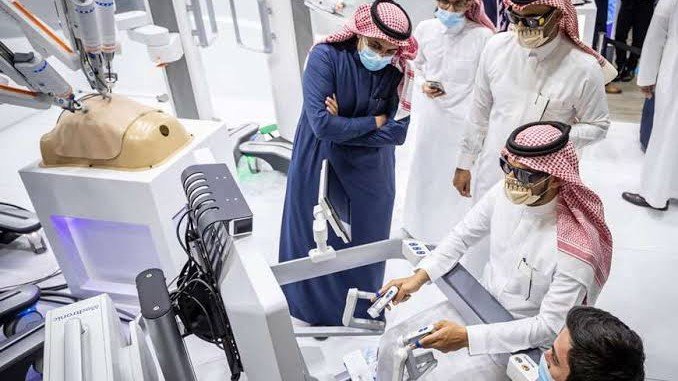 Sharjah healthcare officials inspecting advanced medical equipment used for patient treatment in the UAE.
