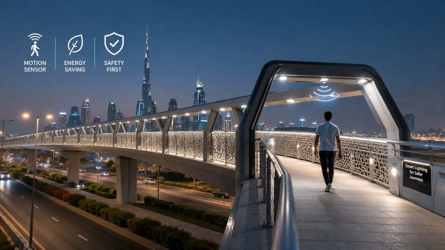 What Motion Sensor LED Lights on Dubai Bridges Mean for Pedestrians?